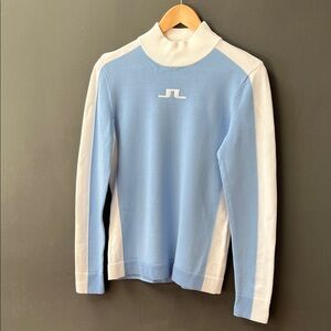 J Lindeberg Adia Golf Blue and White Long Sleeve Sweater Medium